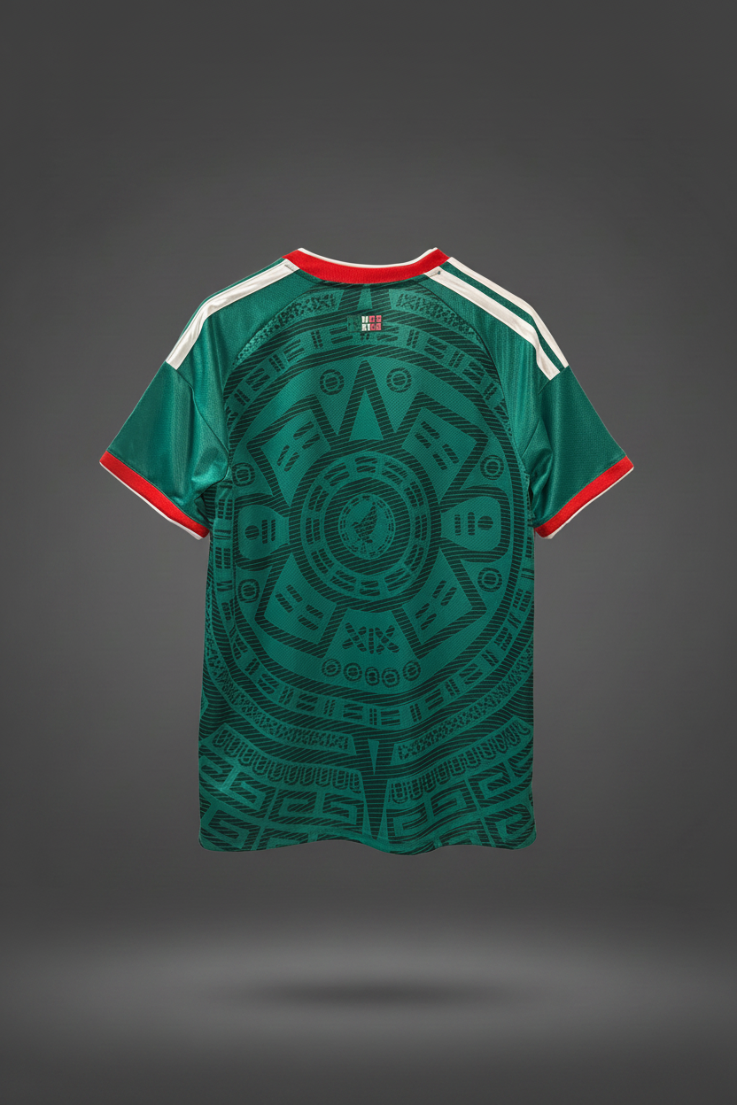 Jersey México trasero con fondo Brasil